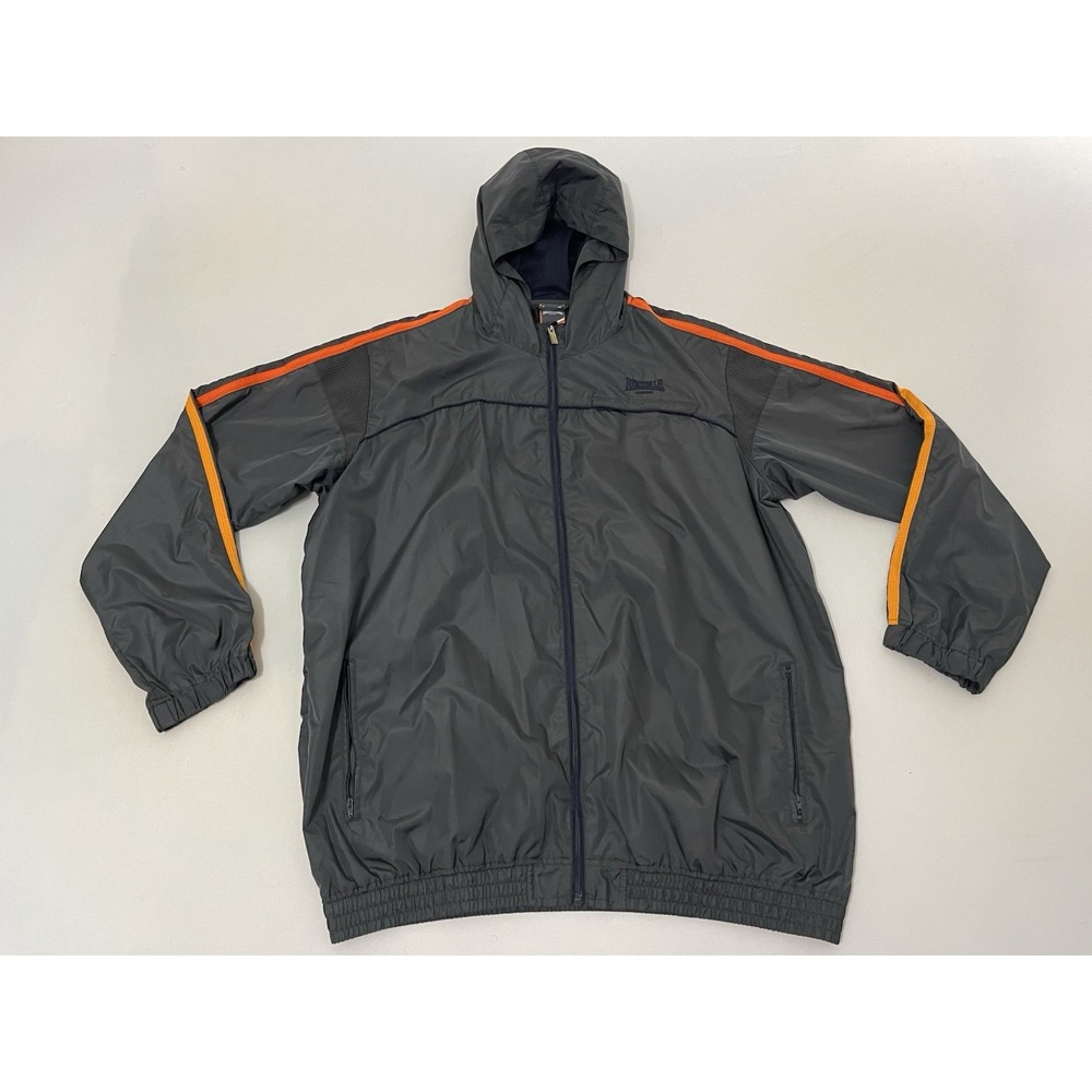 Lonsdale‎ London Fullzip Hooded Windbreaker Jacket Mens Size XXL Gray Orange